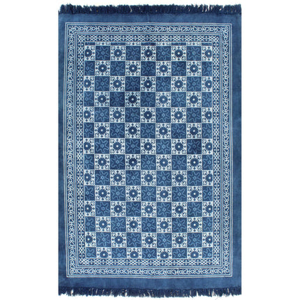 Tapis Kilim Coton Avec Motif Bleu
