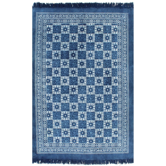 Tapis Kilim Coton Avec Motif Bleu