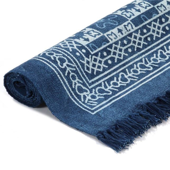 Tapis Kilim Coton Avec Motif Bleu