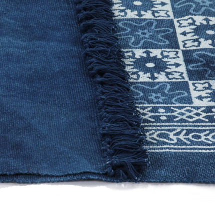 Tapis Kilim Coton Avec Motif Bleu