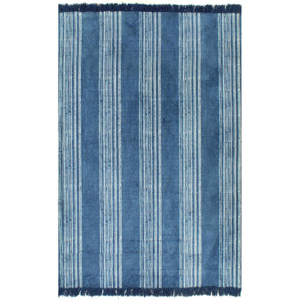 Tapis Kilim Coton Avec Motif Bleu