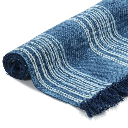 Tapis Kilim Coton Avec Motif Bleu