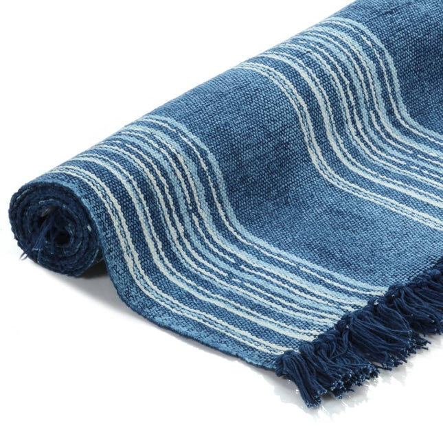 Tapis Kilim Coton Avec Motif Bleu