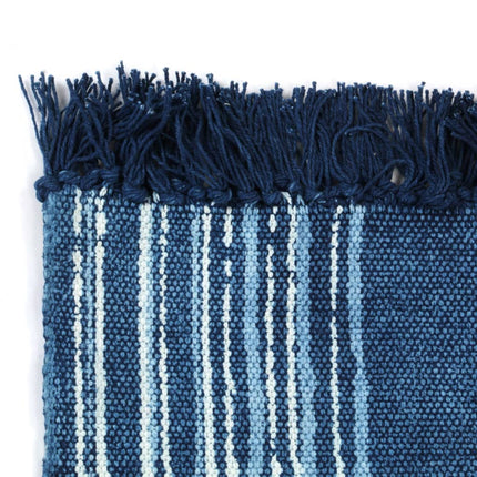 Tapis Kilim Coton Avec Motif Bleu