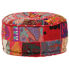 Pouf Rond En Coton Fait À La Main 40 X 20 Cm