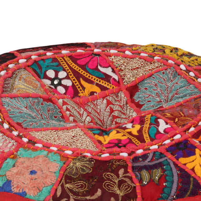 Pouf Rond En Coton Fait À La Main 40 X 20 Cm