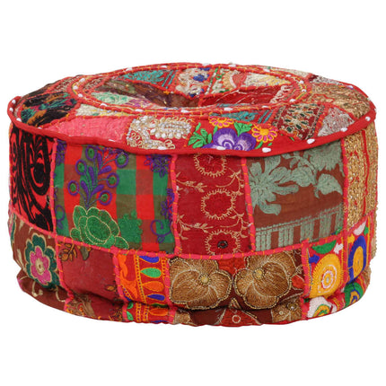 Pouf Rond En Coton Fait À La Main 40 X 20 Cm
