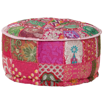 Pouf Rond En Coton Fait À La Main 40 X 20 Cm