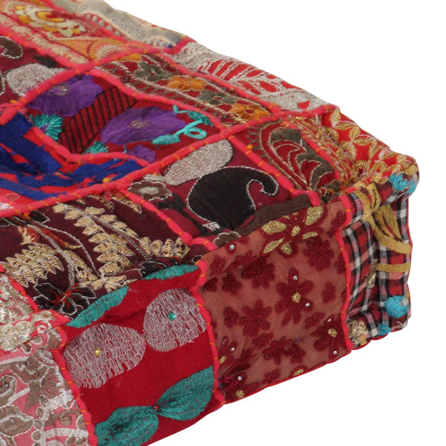 Pouf Carré En Coton Fait À La Main 50 X 50 X 12 Cm