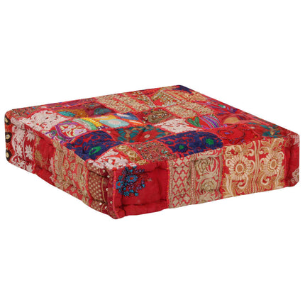 Pouf Carré En Coton Fait À La Main 50 X 50 X 12 Cm