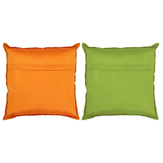 Coussin Patchwork Lot De 2 Fait À La Main 45X45 Cm Orange/Vert