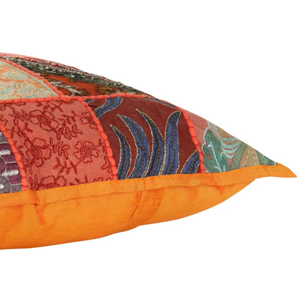 Coussin Patchwork Lot De 2 Fait À La Main 45X45 Cm Orange/Vert