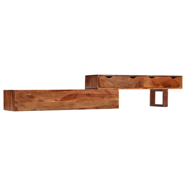Meuble Tv Marron 200X30X35 Cm Bois Massif