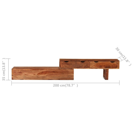 Meuble Tv Marron 200X30X35 Cm Bois Massif