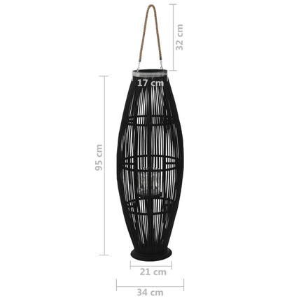 Bougeoir Suspendu Bambou Noir
