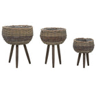 Jardinière 3 Pcs Osier Avec Doublure En Pe