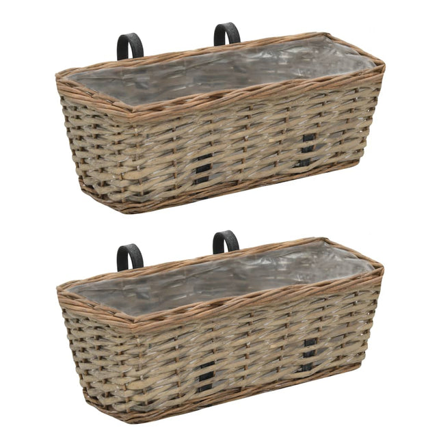 Jardinière De Balcon 2 Pcs Osier Avec Doublure En Pe 40 Cm