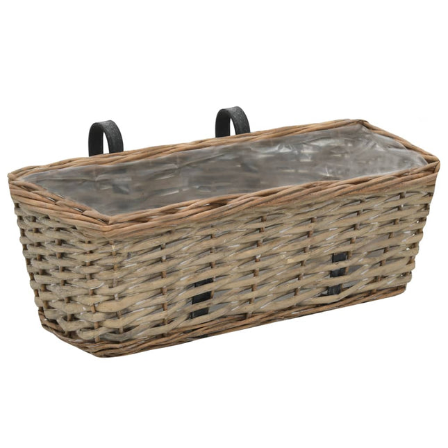 Jardinière De Balcon 2 Pcs Osier Avec Doublure En Pe 40 Cm