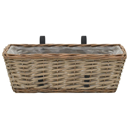 Jardinière De Balcon 2 Pcs Osier Avec Doublure En Pe 40 Cm