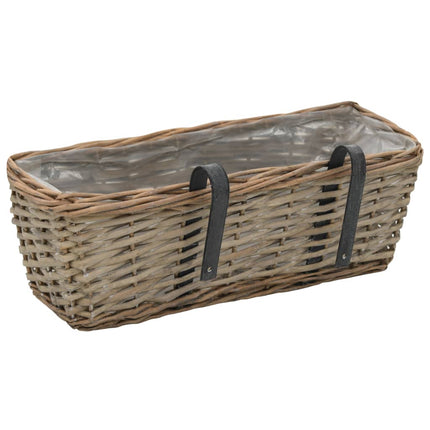 Jardinière De Balcon 2 Pcs Osier Avec Doublure En Pe 40 Cm