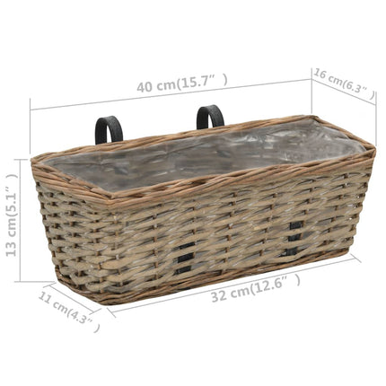 Jardinière De Balcon 2 Pcs Osier Avec Doublure En Pe 40 Cm