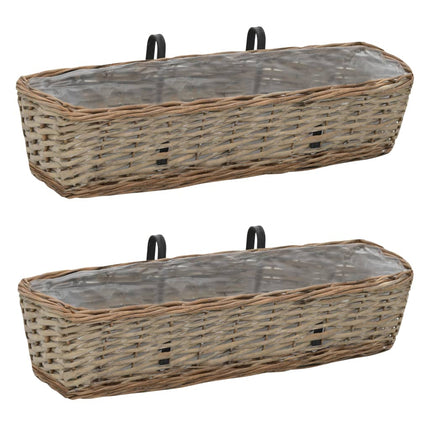 Jardinière De Balcon 2 Pcs Osier Avec Doublure En Pe 40 Cm