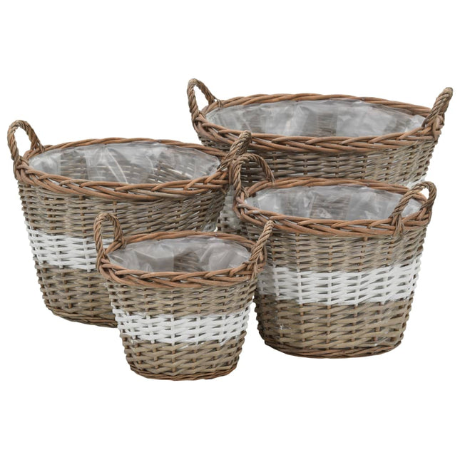 Lits Surélevés 4 Pcs Osier Avec Doublure En Pe