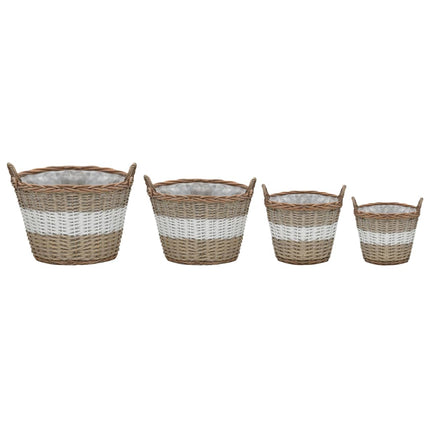 Lits Surélevés 4 Pcs Osier Avec Doublure En Pe