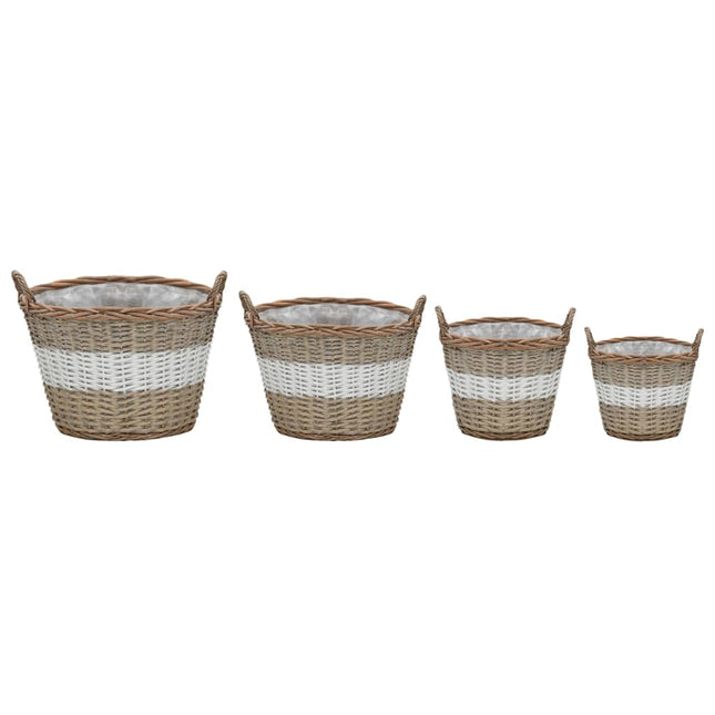 Lits Surélevés 4 Pcs Osier Avec Doublure En Pe