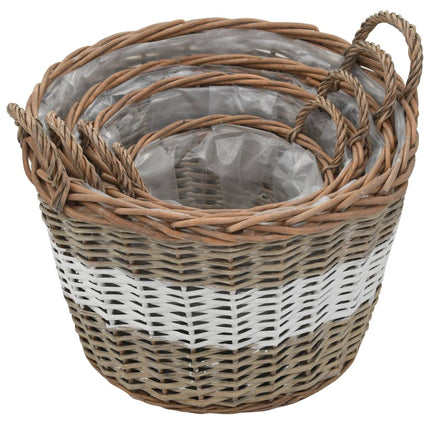 Lits Surélevés 4 Pcs Osier Avec Doublure En Pe