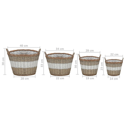 Lits Surélevés 4 Pcs Osier Avec Doublure En Pe