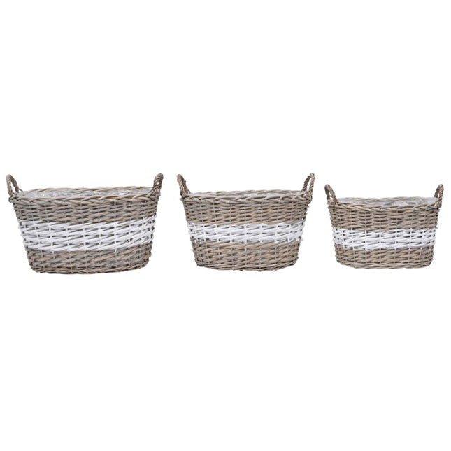 Lits Surélevés 3 Pcs Osier Avec Doublure En Pe