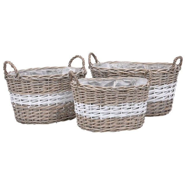 Lits Surélevés 3 Pcs Osier Avec Doublure En Pe