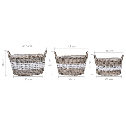 Lits Surélevés 3 Pcs Osier Avec Doublure En Pe