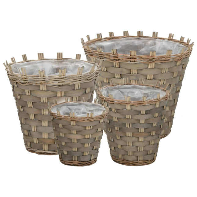 Lits Surélevés 4 Pcs Osier Avec Doublure En Pe