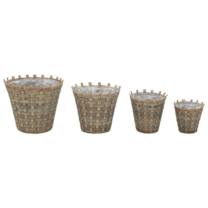 Lits Surélevés 4 Pcs Osier Avec Doublure En Pe