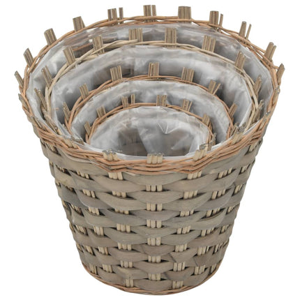 Lits Surélevés 4 Pcs Osier Avec Doublure En Pe