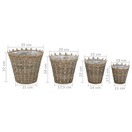 Lits Surélevés 4 Pcs Osier Avec Doublure En Pe