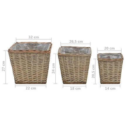 Lits Surélevés 3 Pcs Osier Avec Doublure En Pe