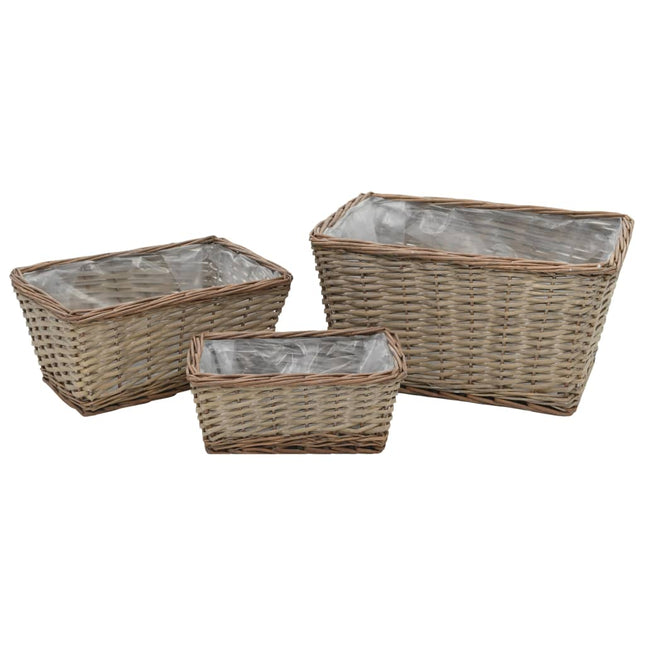 Lits Surélevés 3 Pcs Osier Avec Doublure En Pe