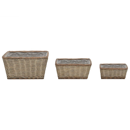 Lits Surélevés 3 Pcs Osier Avec Doublure En Pe