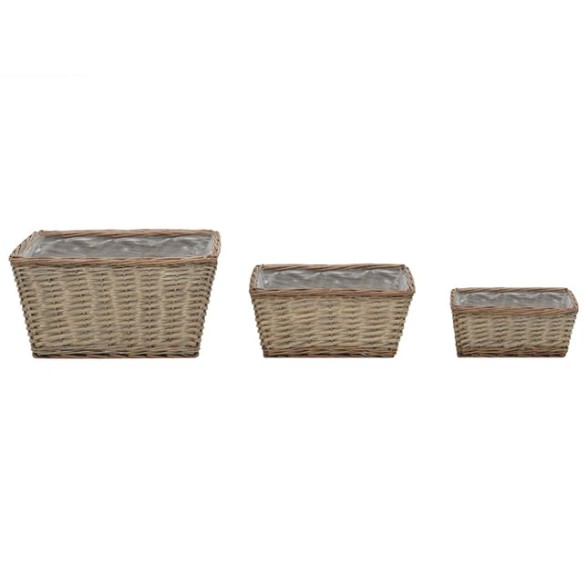 Lits Surélevés 3 Pcs Osier Avec Doublure En Pe