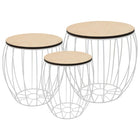 Ensemble De Table Basse Contreplaqué De Peuplier Fer 3 Pcs
