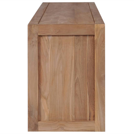 Meuble Tv Bois Massif De Teck Et Finition Naturelle 120X30X40Cm
