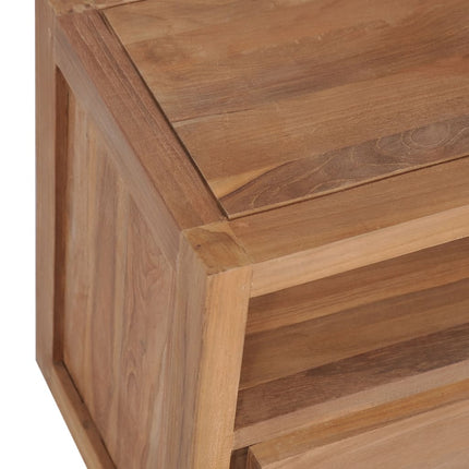 Meuble Tv Bois Massif De Teck Et Finition Naturelle 120X30X40Cm