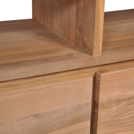 Meuble Tv Bois Massif De Teck Et Finition Naturelle 120X30X40Cm
