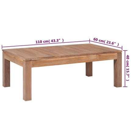 Table Basse Bois De Teck Et Finition Naturelle 110X60X40 Cm