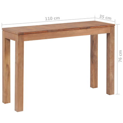Table Console Bois De Teck Et Finition Naturelle 110 X 35 X 76 Cm