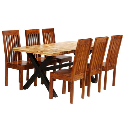 Ensemble De Tables À Manger 7 Pcs Manguier Et Acacia Massif