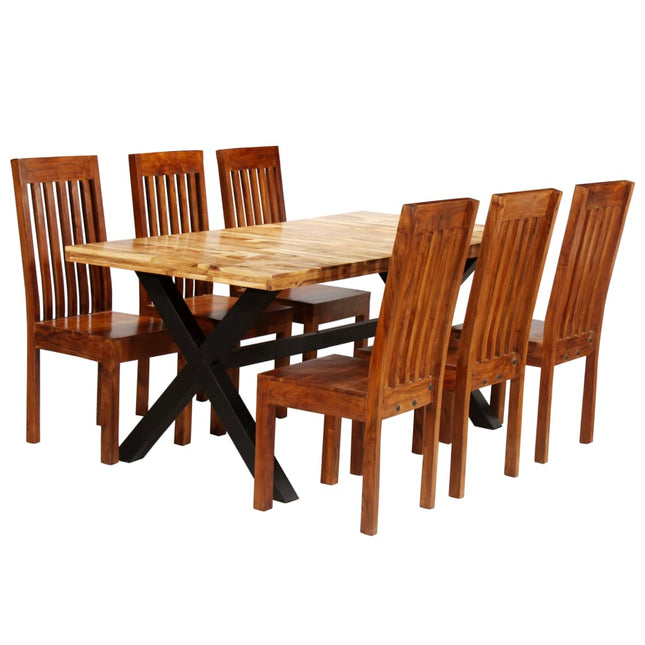 Ensemble De Tables À Manger 7 Pcs Manguier Et Acacia Massif